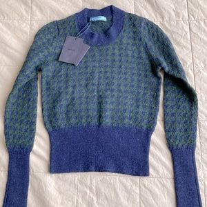 Authentic Prada 100% alpaca wool sweater, dark blue and green colour, size 42-S